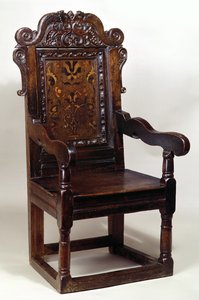 1600年代半ばのチャールズ1世の肘掛け椅子（寄木細工の象眼細工のオーク）